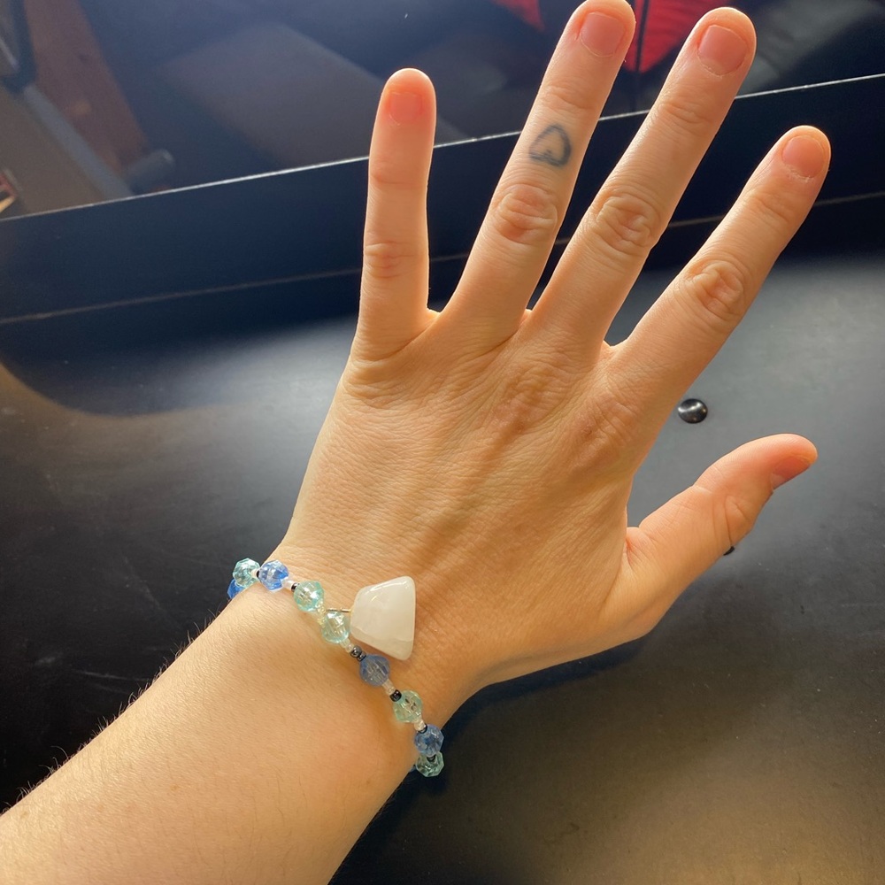 Blue and White Beaded Stone Bracelet - Women Jewelry
